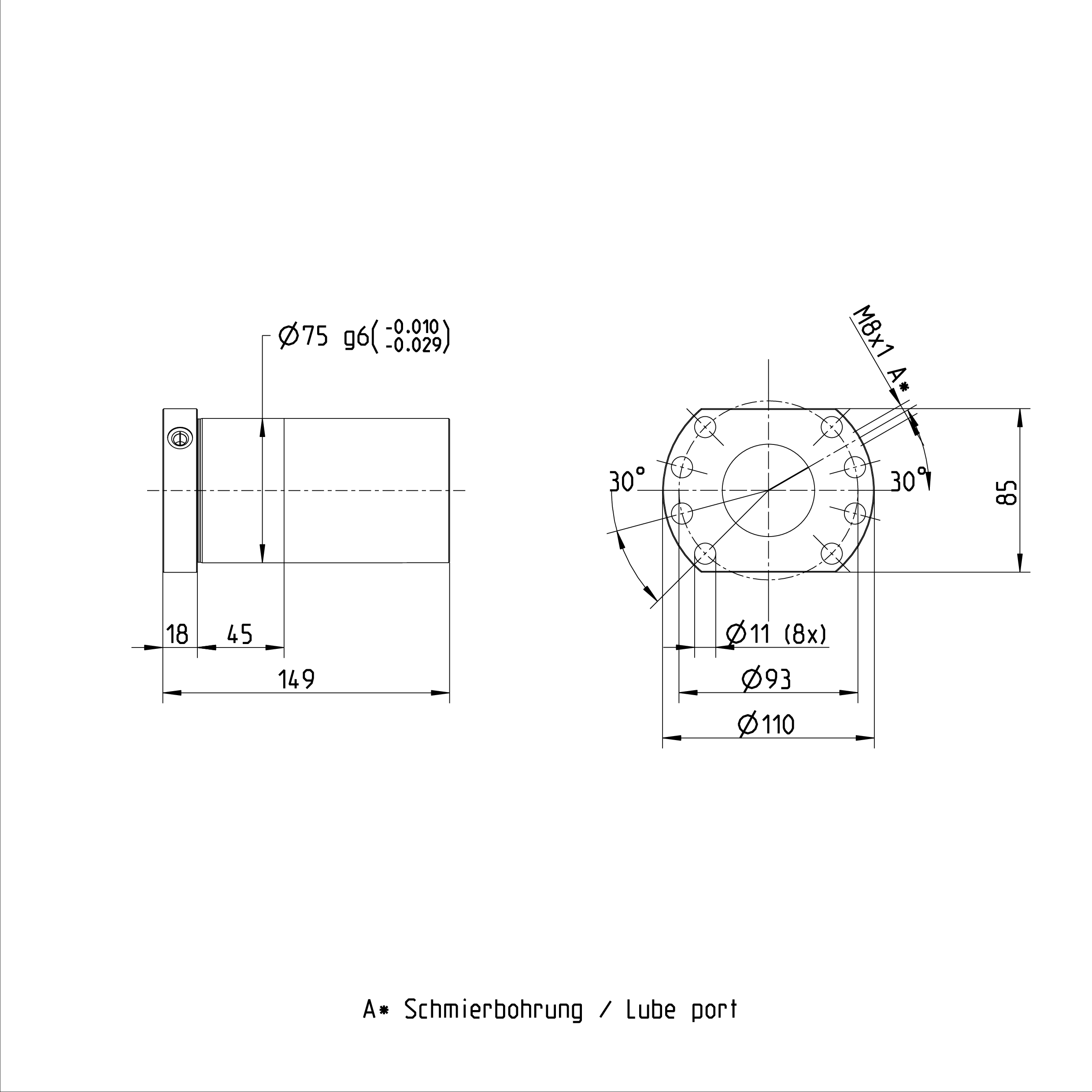 Electronic Production Equipment Ball Screw Nut FEM-E-B R150259063 50 x 40R x 6.5 - 3 Ball Nut details