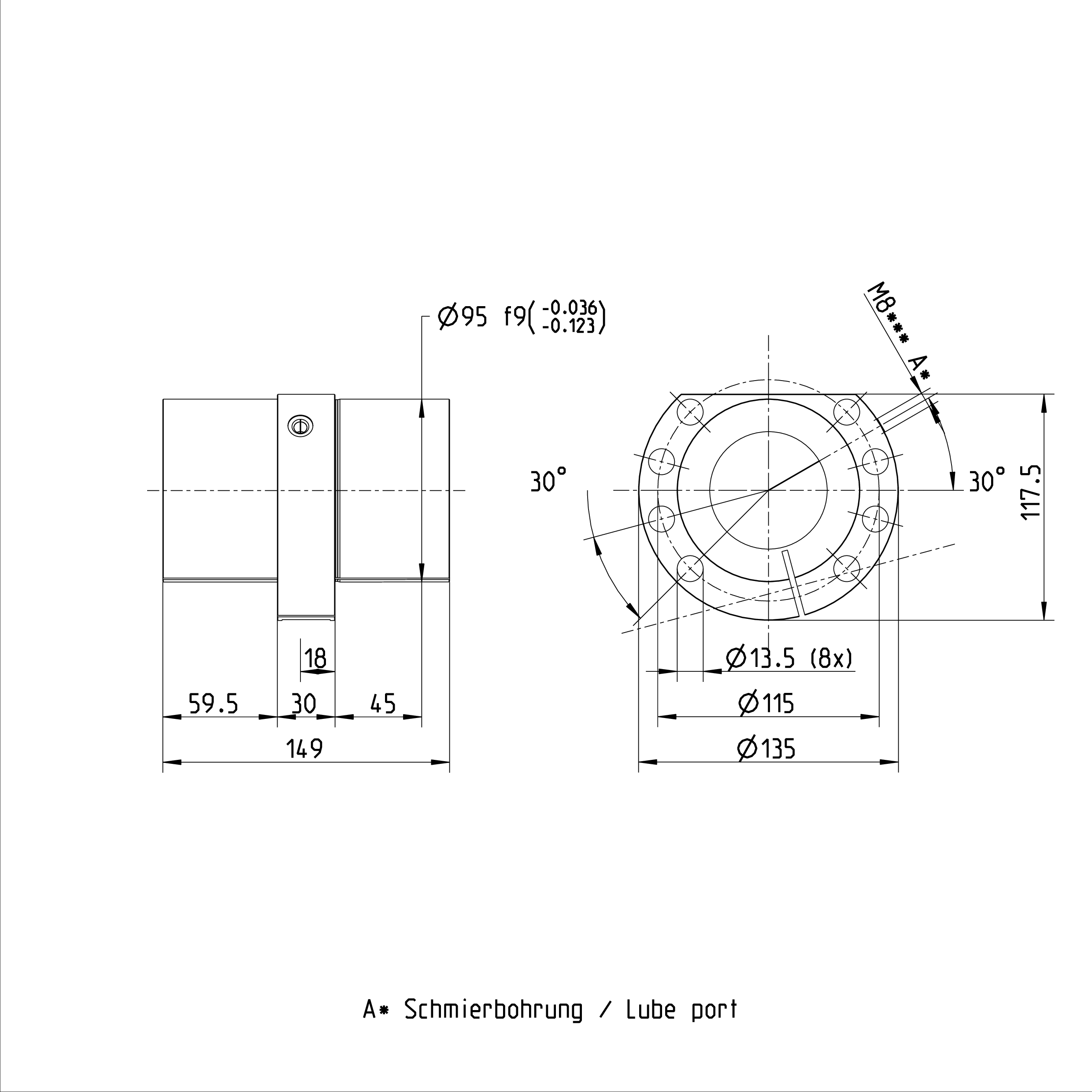 R151269055 Rexroth Ball Screw Nut SEM-E-C 63 x 40R x 6.5 - 3 Ball Nut factory