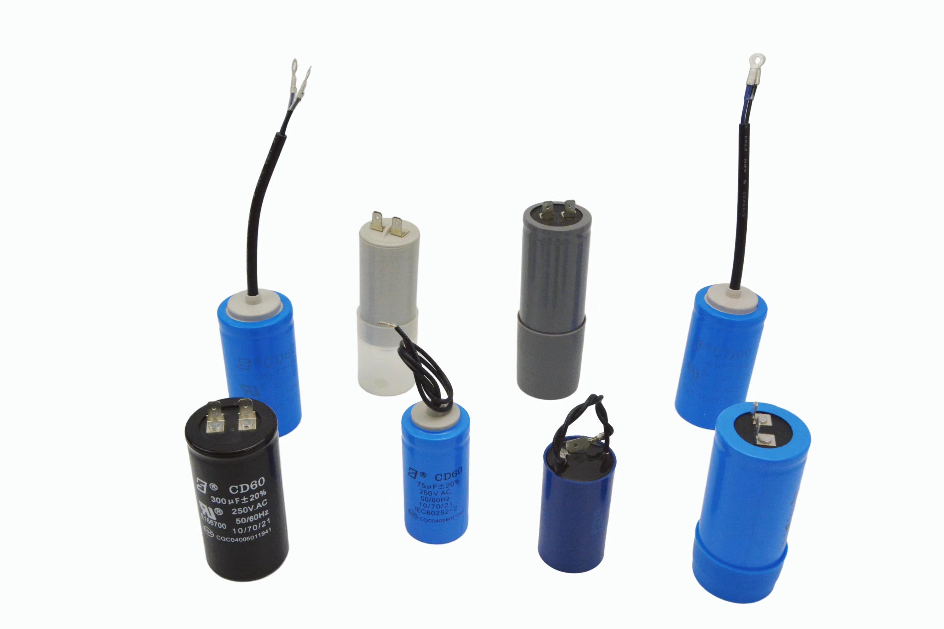 Kapasitor Start Motor CD60 250 V 75 µF dengan Dua Kabel PVC, Kapasitor Pompa Air