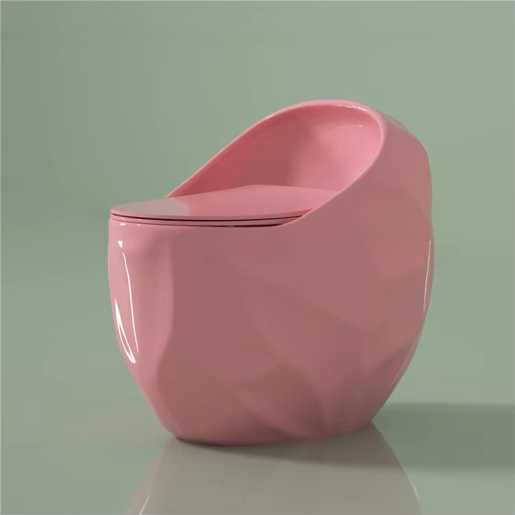 Fond għat-tiftix tal-otell Inodoro Sanitary Ware Wc Ġejja Forma Uova Commode Tofela Bowel Pjess Unika Ceramika Bizzilla Pink Color