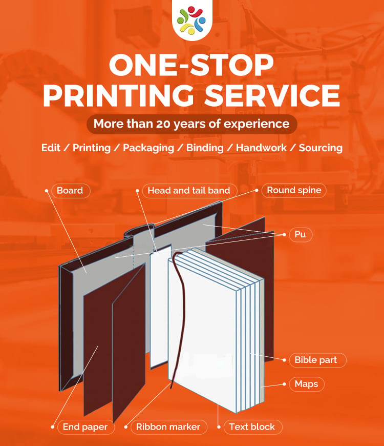 Customized Paper Printed Thick Publishing Book Holy Bible Custom Novel Hardback Full Colour Offset Hardcover Printing Service manufacture