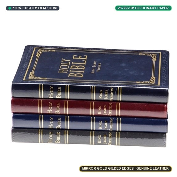 Luxury Gilded Edge Bibles: Gold Foil & Genuine Leather Binding