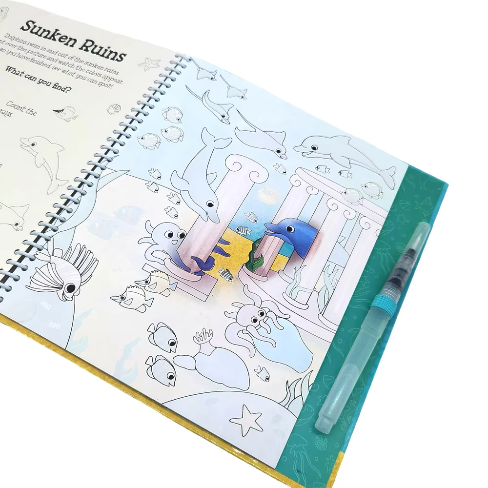 Wholesale Custom Undersea Magic Water Busy Books for Kids Offset Printing Hard Cover Binding Made of Art Paper details