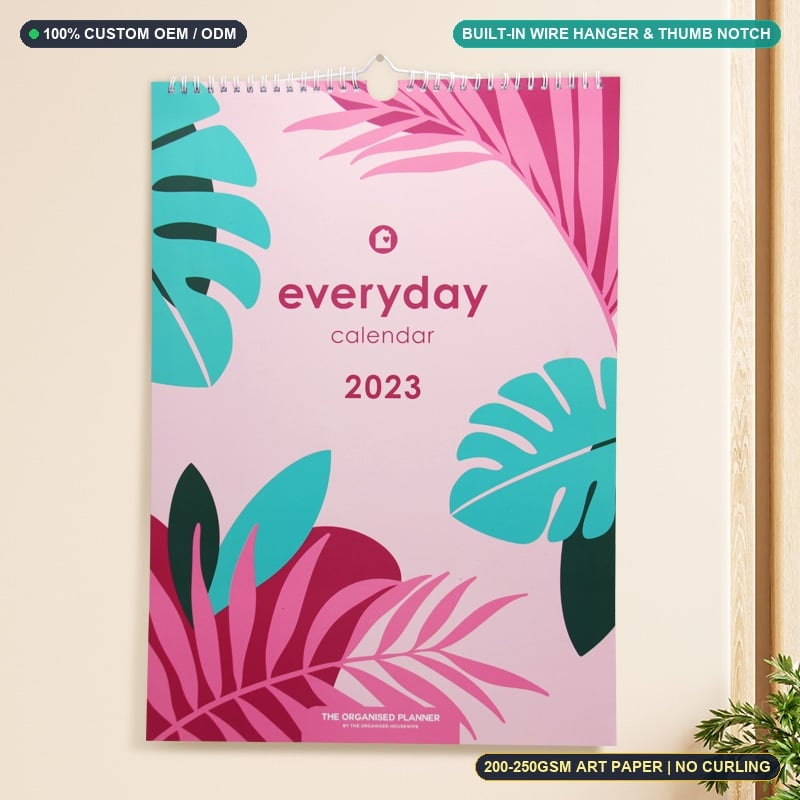 Custom Hanging Wall Calendars: Wire-O Binding with Center Hanger