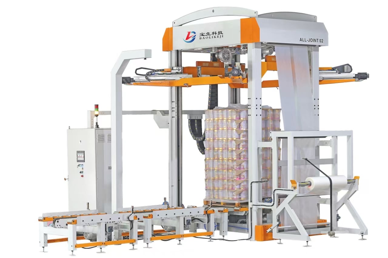 Automatic Strech Hooder Machine, High Speed Strech Hood Wrap Machine, Stretch Hooding Equipment, Film Stretch Hooder Wrapper,Full-automatic Pallet Strech Wrapping Machine, Stretch  Machinery,Can Making Production Line End Packaging Equipment