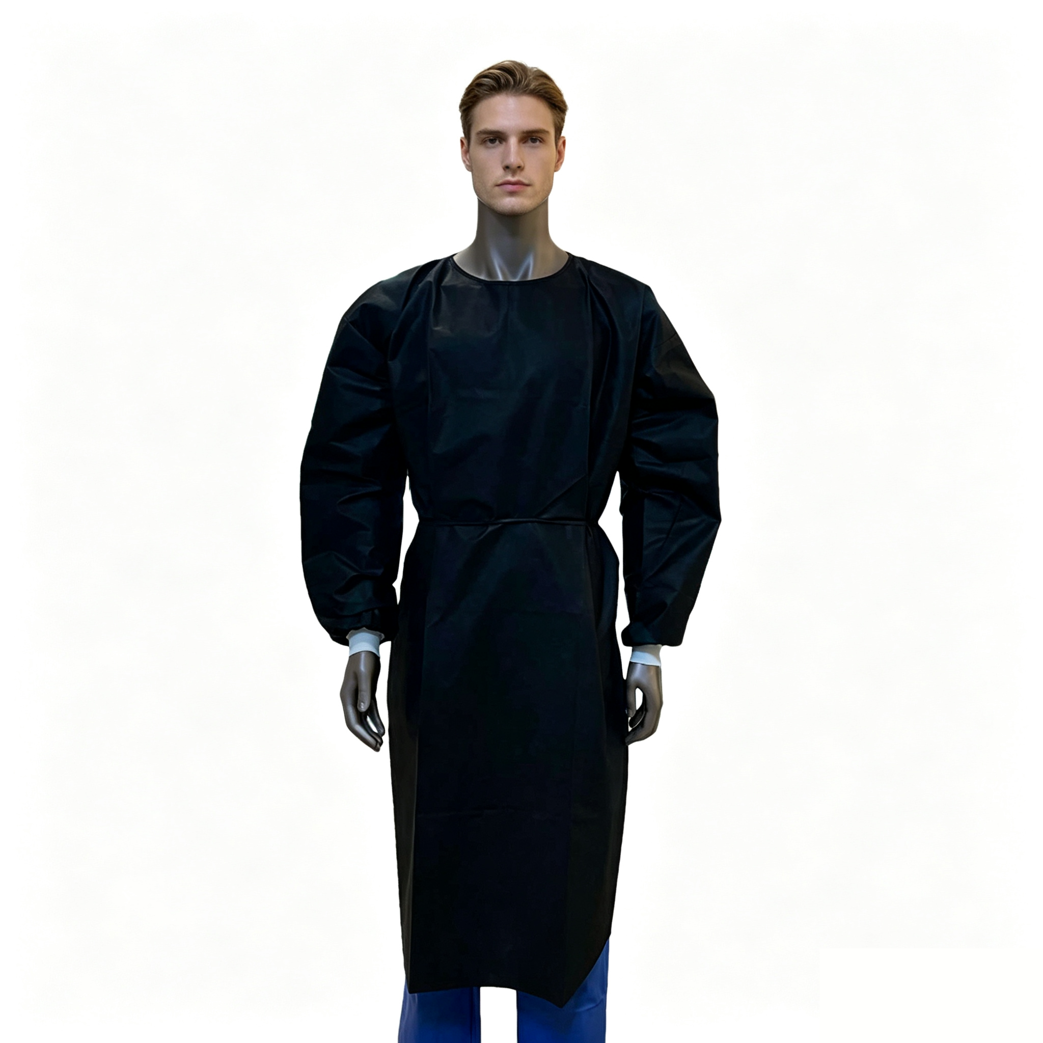 Medical Grade hospital SMS black isolation gown 
