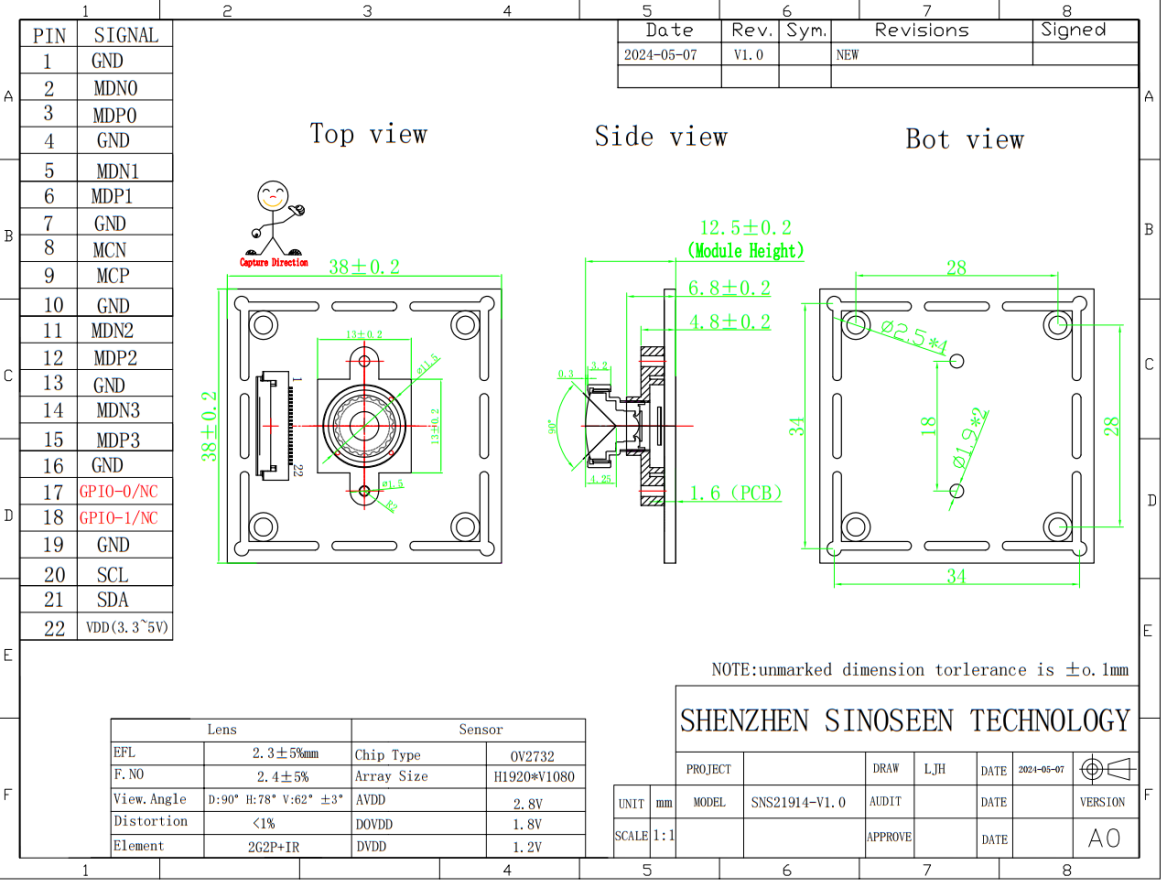 OV2732 1080p Color Image Sensor 2mp High-Performance CMOS Sensor for IP and HDr Analog Cameras details