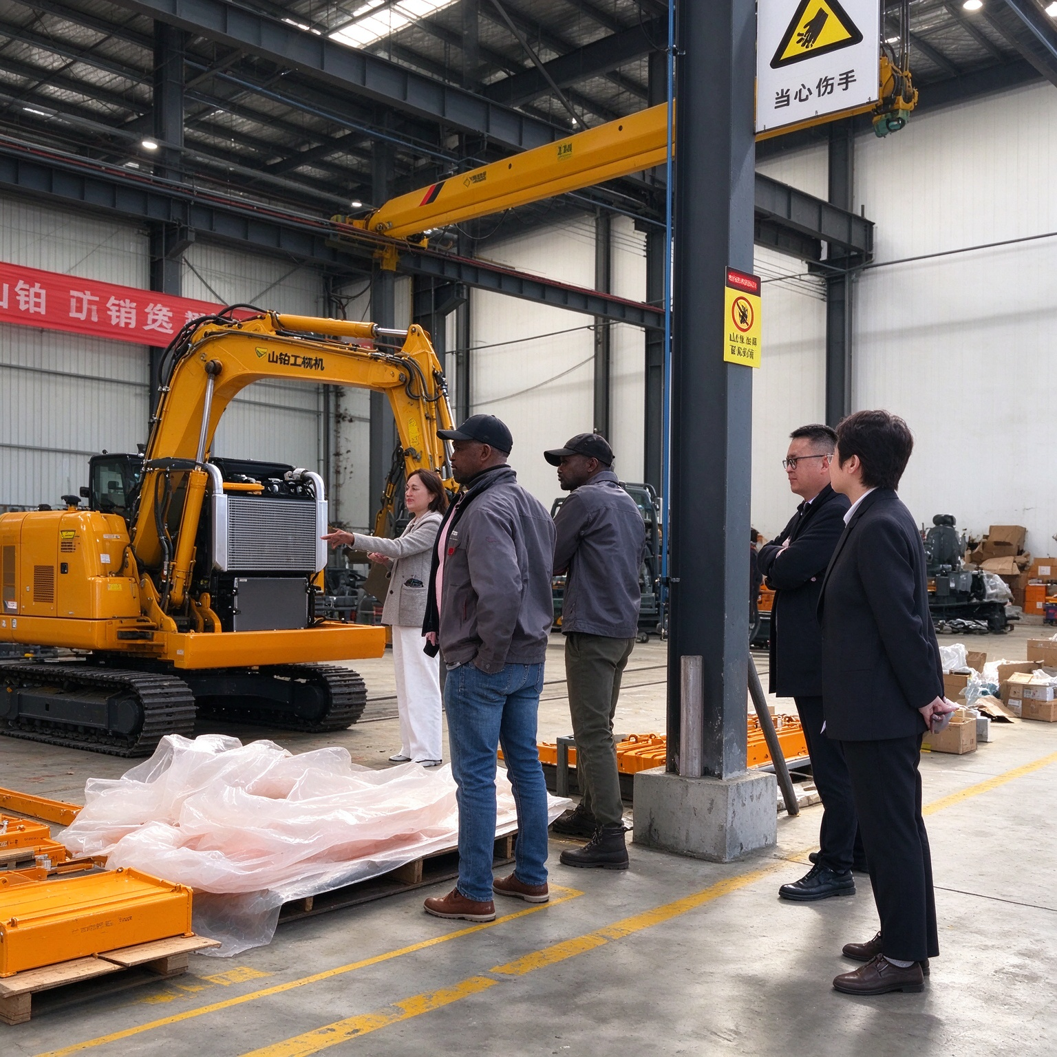 Ghanaian Client Visits Shanbo Construction Machinery (Shandong) Co., Ltd. and Signs Order for 4 Excavators On Site