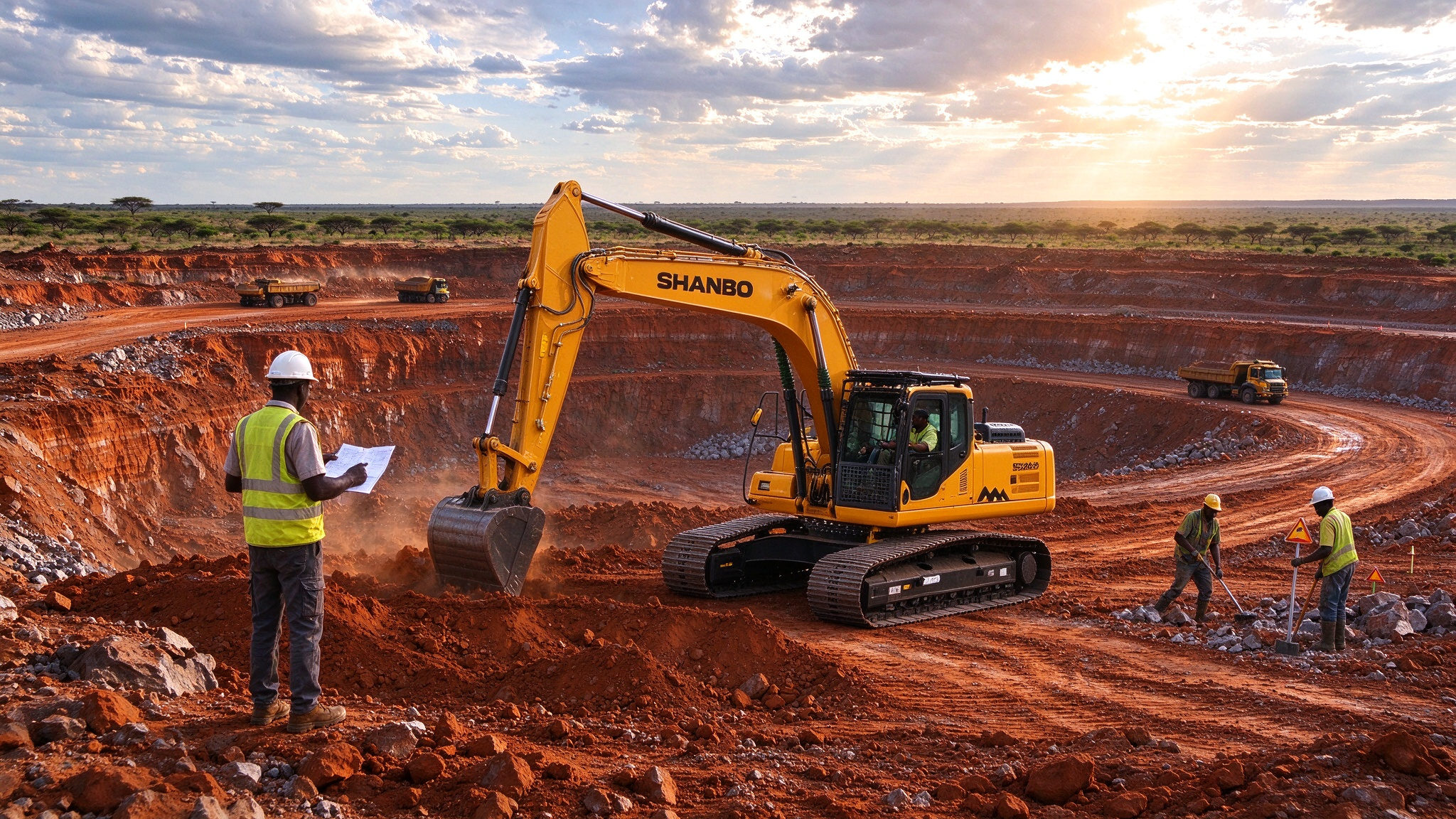 SHANBO SH240-8 Excavator | Application Case for Open-pit Mine Project in Africa