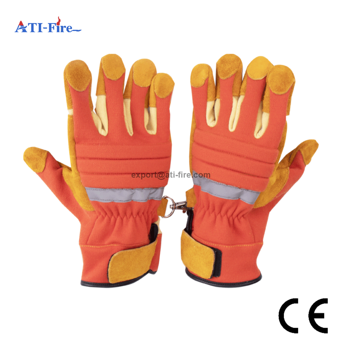 Orange Cowhide Composite Firefighting Protective Gloves