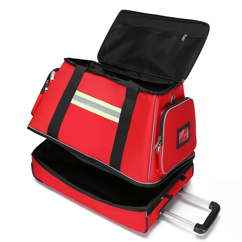 ATI-FIRE Wheeled Firefighter Emergency Gear Bag 1800D Thickened Oxford Cloth Waterproof Fire Retardant Tear Resistant Single Double Person Rescue Duffle Bag