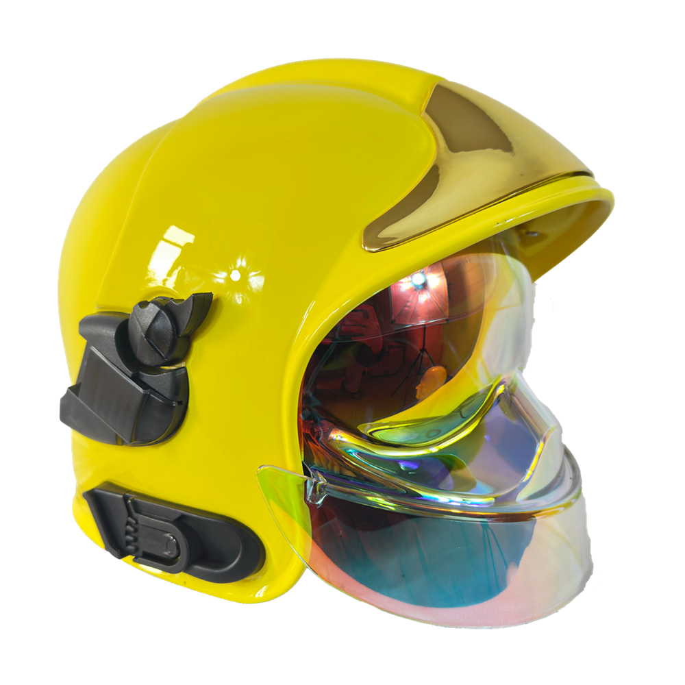 EU-602 Firefighter Yellow Helmet With Electroplated Lens