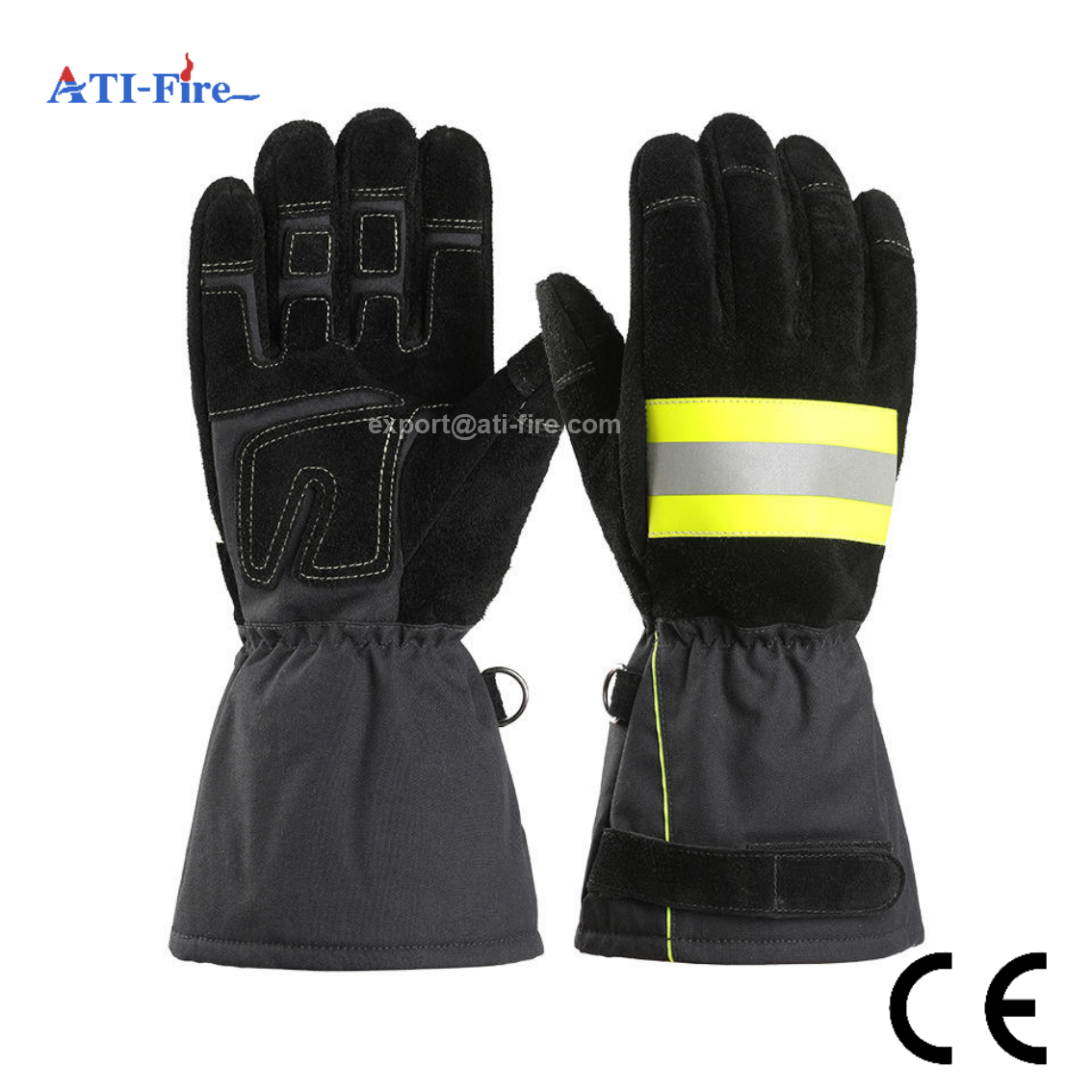 EN659 Long Cuff Black Structural Firefighting Protective Gloves RG/01 S4