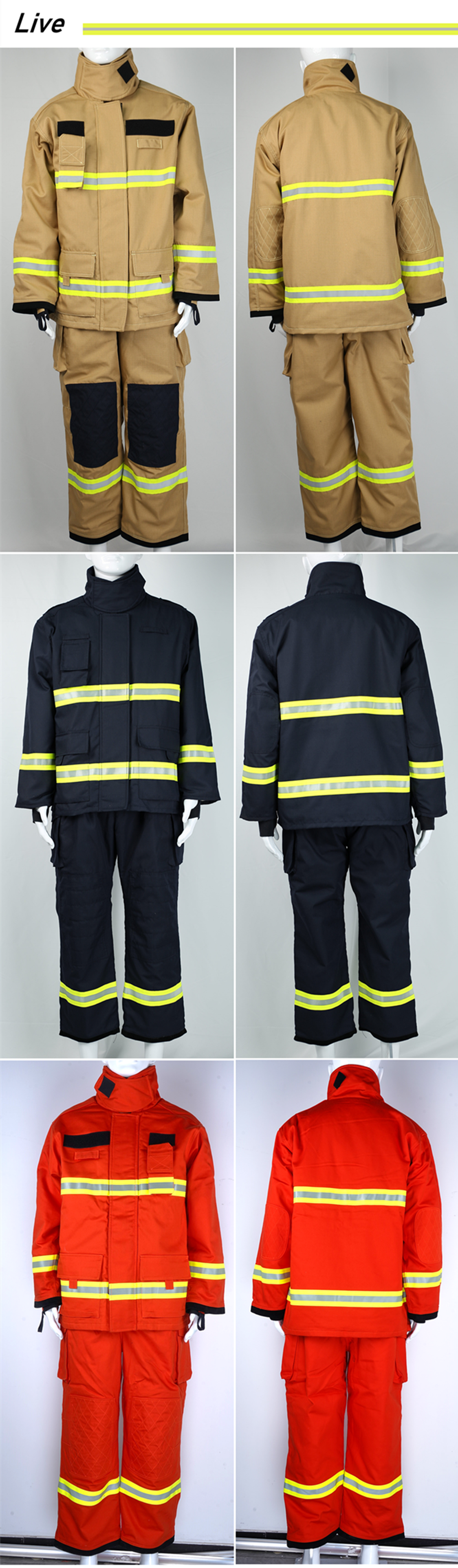 防火服　上衣　消防　ノーメックスオメガ EN 469 CE認証NOMEX製消防士用防護服RS9028 S15、中国EN 469 CE認証