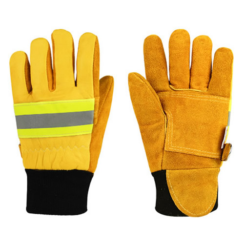 First layer cowhide Leather EN659 Certified Fire Gloves with Knitted cuffs（AB-ST01A）