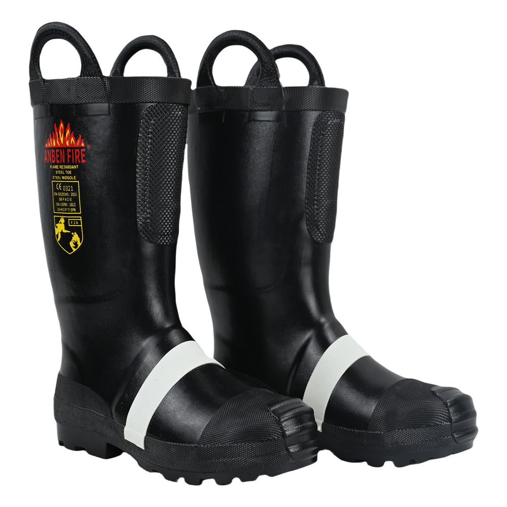 New Style Black Heavy Duty EN15090 Certified Steel head Steel bottom Fire Rubber Boots(RJX-AB-BF02)