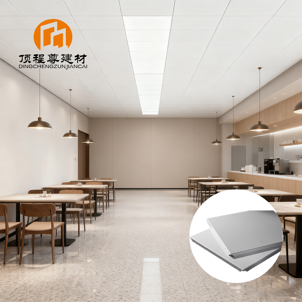 600×600mm Aluminum Clip-in Ceiling | Fireproof & Moisture-resistant | High Cleanliness & Antibacterial | ​ Suitable for Restaurant Stores and More