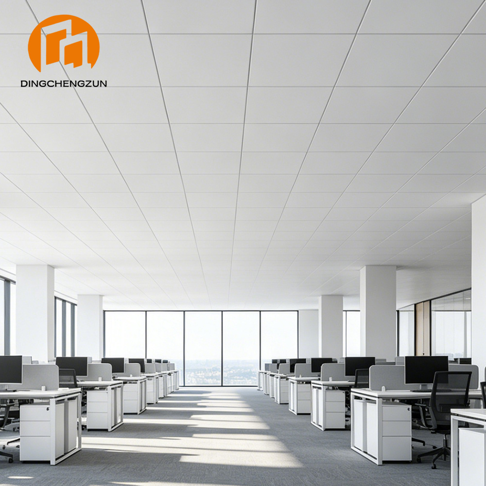 White Flat Aluminum Clip-in Ceiling Panels for Open-Plan Office Interiors