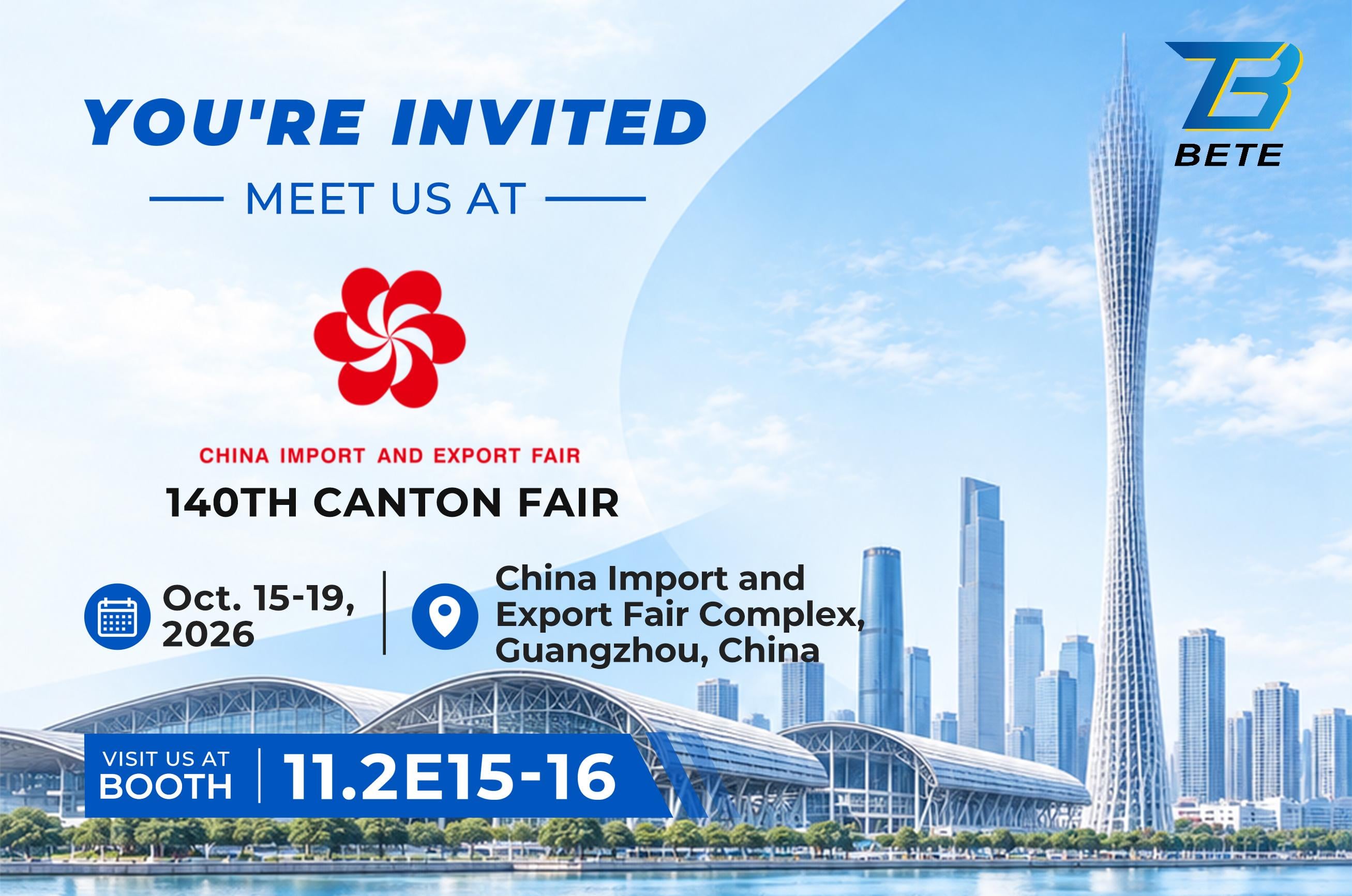 Visit BETE at the 140th Canton Fair 2026 for Hydraulic Crimping and Cutting Tools