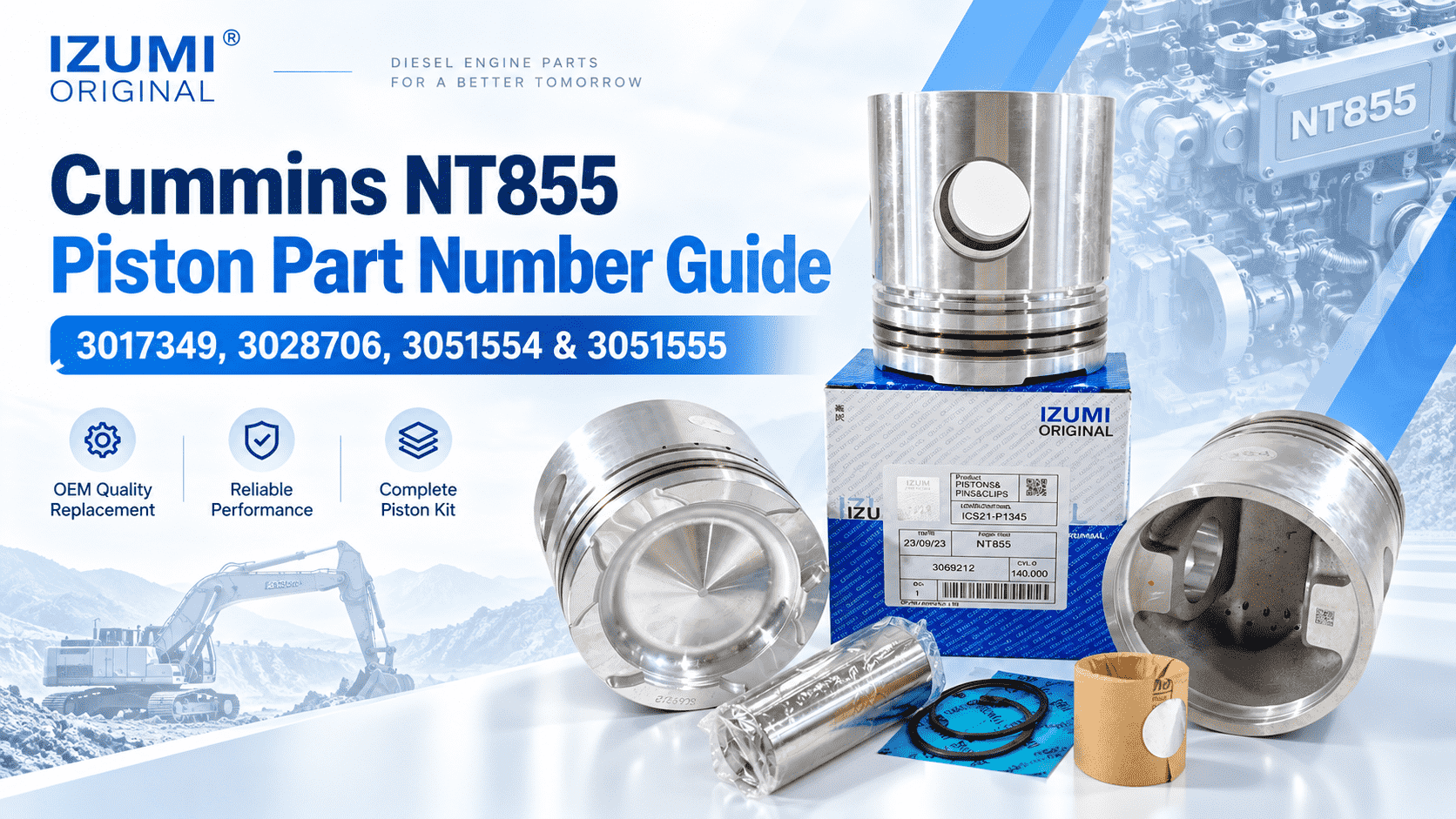 Cummins NT855 Piston Part Number Guide: 3017349, 3028706, 3051554 & 3051555