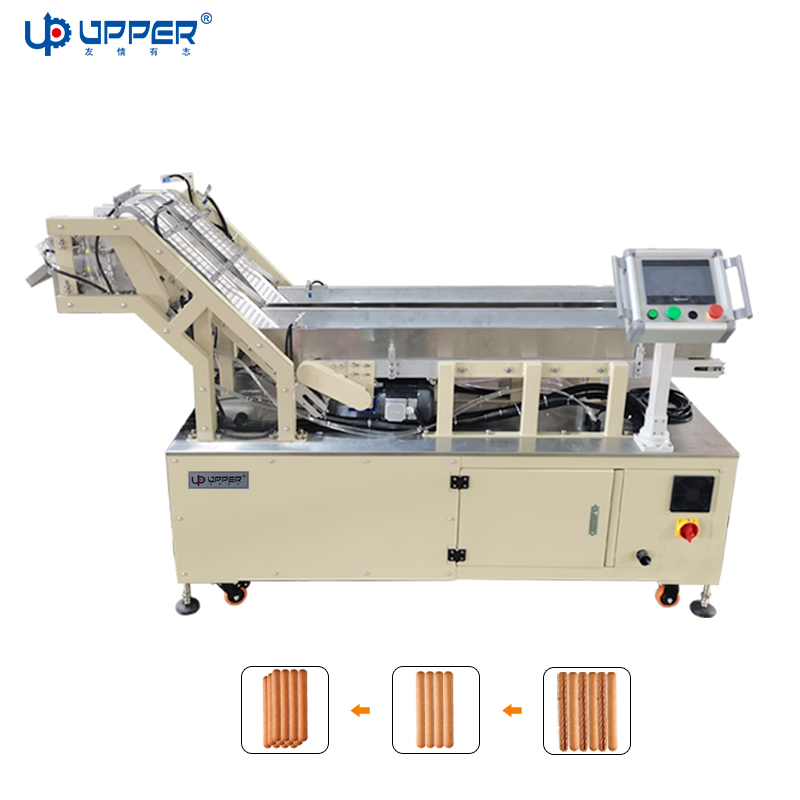 Automatic Biscuit stick counting sorting machine wafer roll collection lifting conveyor for sausages and hot dogs