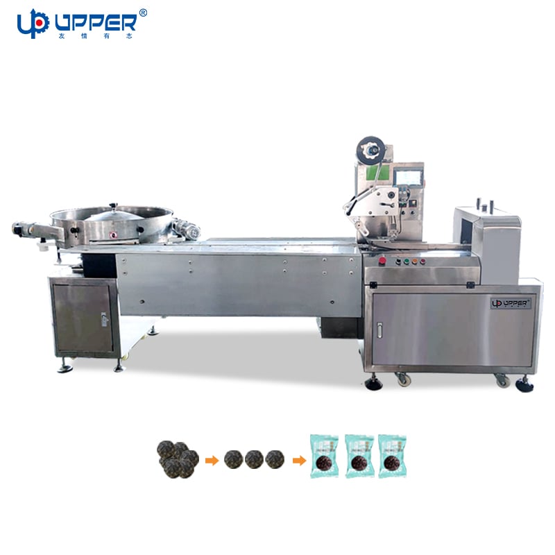 Candy ball centrifugal Rotary table sorting and packaging machine chocolate jujube ball turntable horizontal flow packaging line