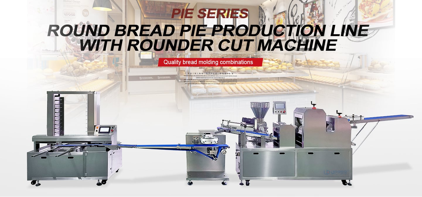 Round bread pie production line with Rounder cut machine details