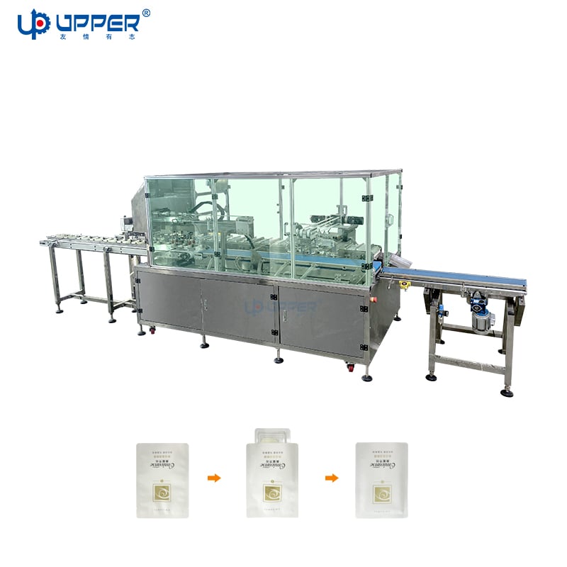 Automatically tray feeding bagging machine for facial eye mask plaster packaging