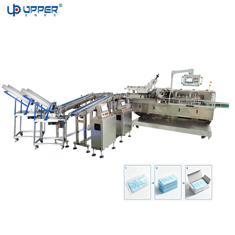 Flat packaging bag automatic feeding counting and carton box packaging machine eye patch Cartoning Machine