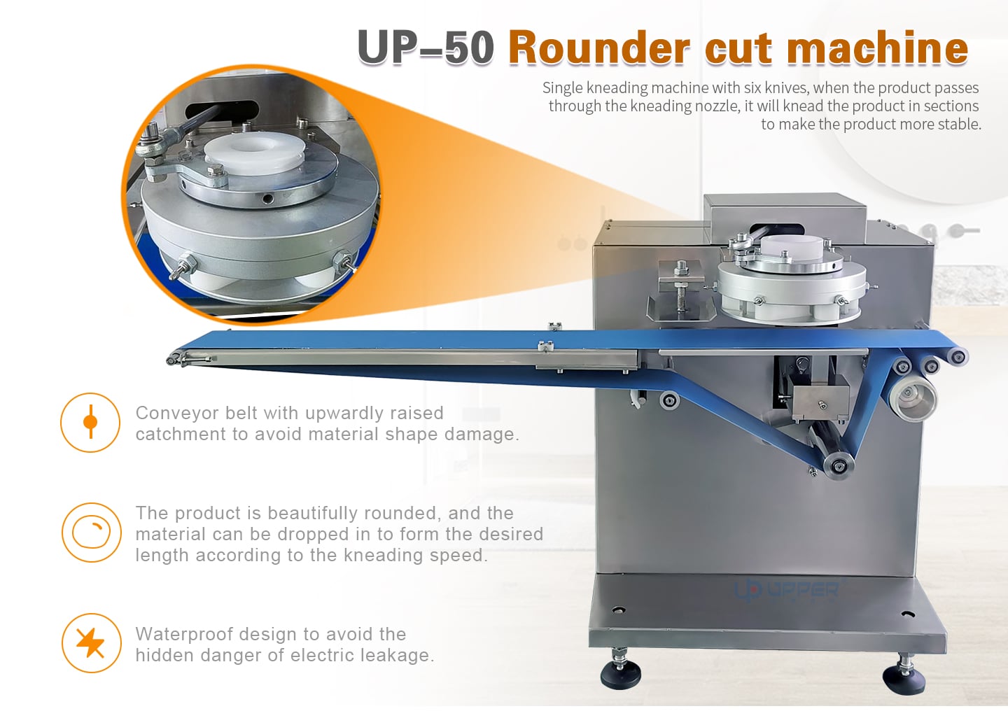 Round bread pie production line with Rounder cut machine details