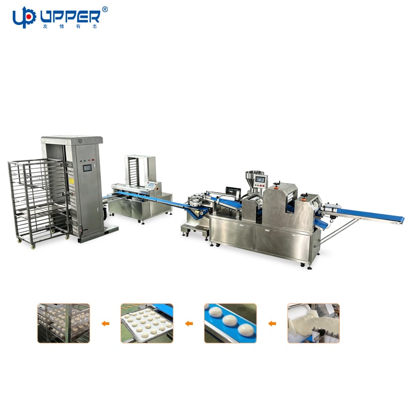 Bread automatic production line with arrangement machine and tray racker