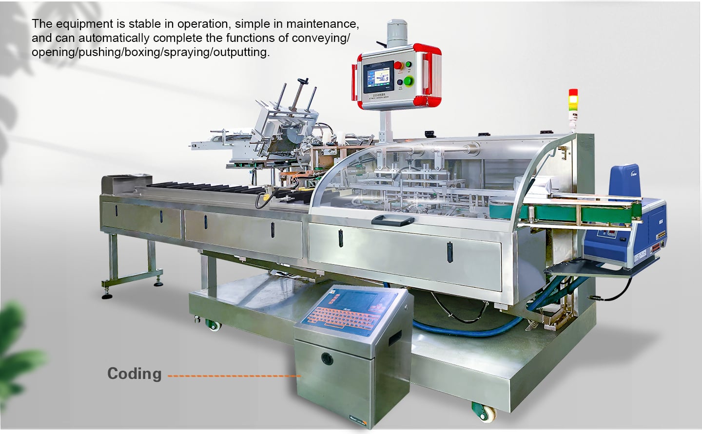 Carton box packing machine Automatic feeding and cartoning machine for meat floss rolls with tray factory