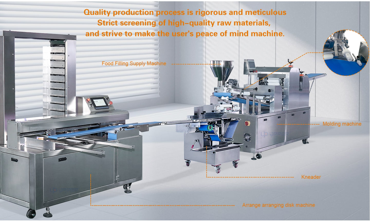 Small steamed buns bread production line with Pattern Rounder cutter details