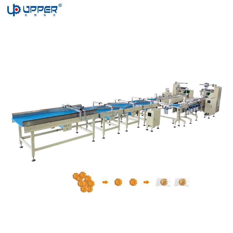 Fully automated food packaging line for cookies cupcake biscuit
