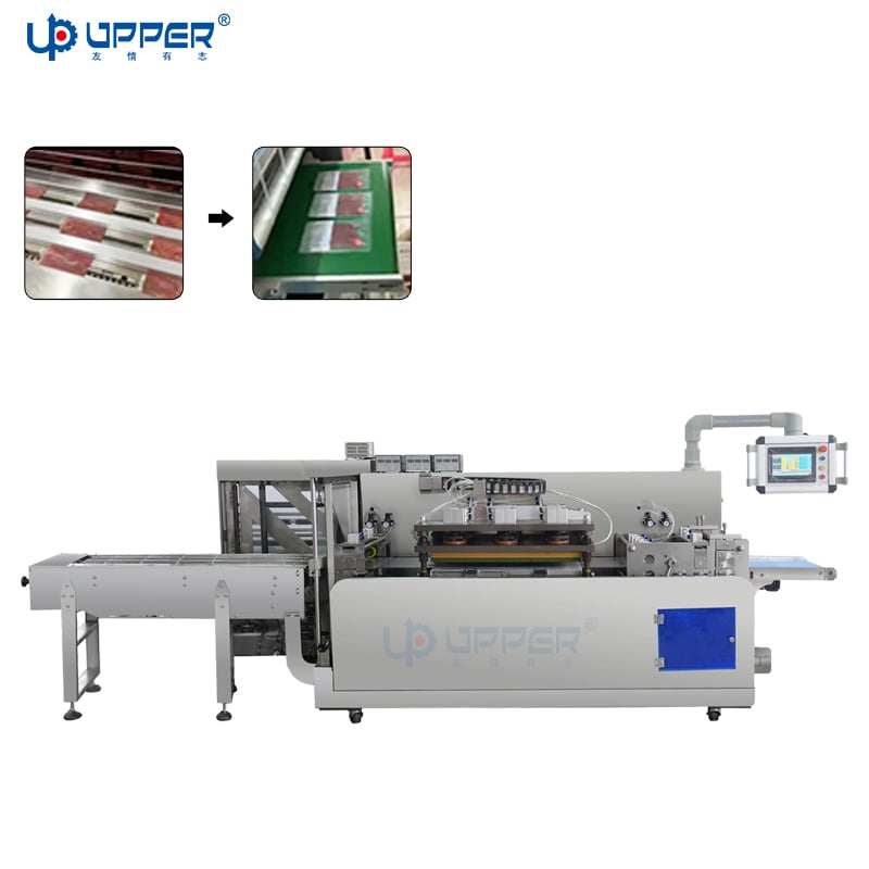 Single film three channel four side sealing packaging machine for Sheet masks beef jerky warm patches packing