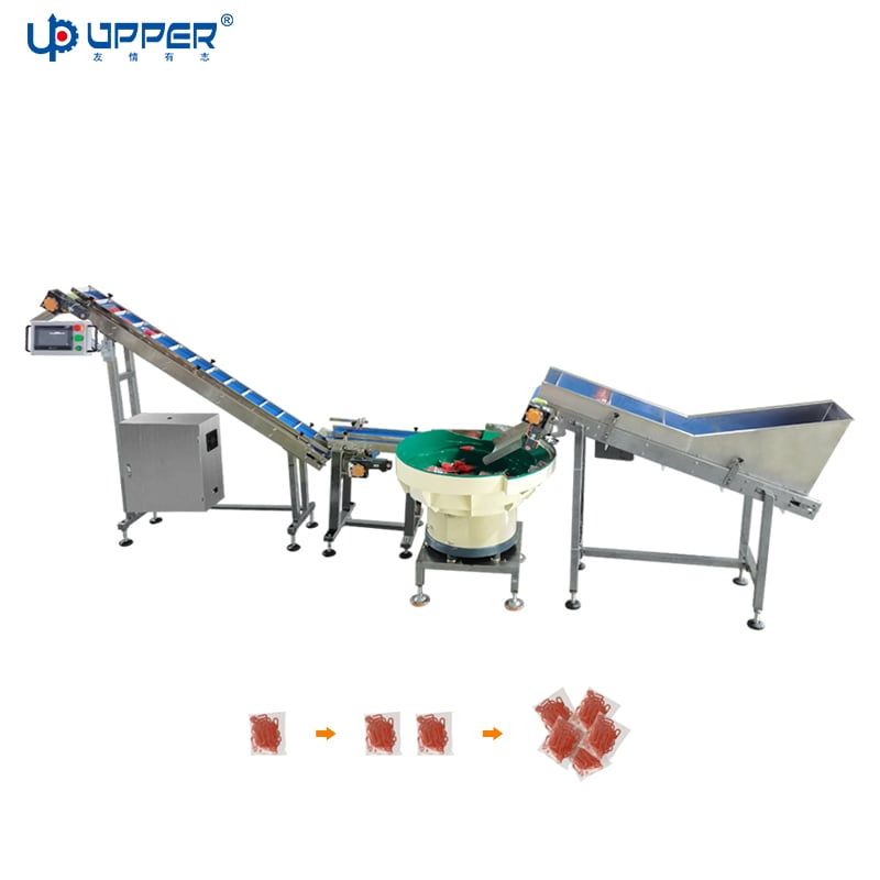 Vibration disc Automatic counting sorting machine for bagged plastic parts with Lifting conveyor