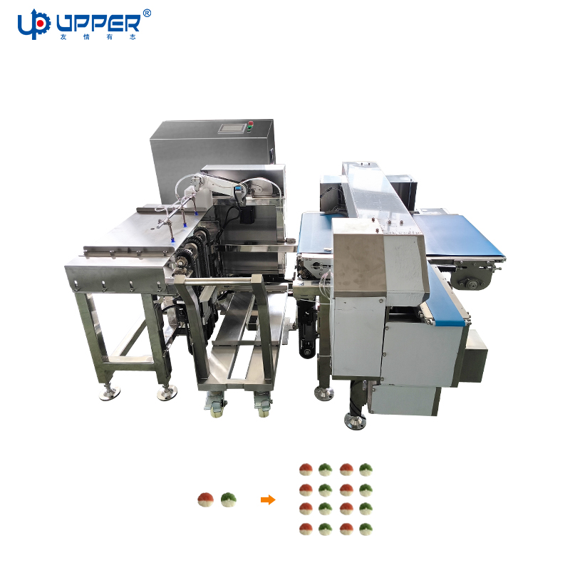 Ice skin mooncake automatic tray loading and arragement machine auto place oiled paper
