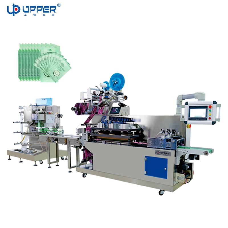 Single Disposable Wet Wipe Folding Cutting Packing Machine 4-Side Sealing Fever Cooling Patch Packaging Line