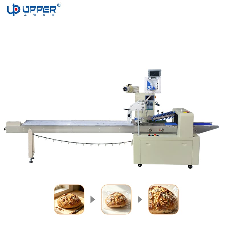 Automatic Horizontal Flow Wrap Packing Machine With Thermal Transfer Date Printer Nut Bread Bun Pillow Packaging Machine
