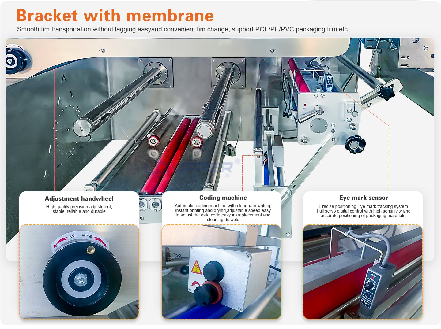 Large size down side filme flow packaging machine factory