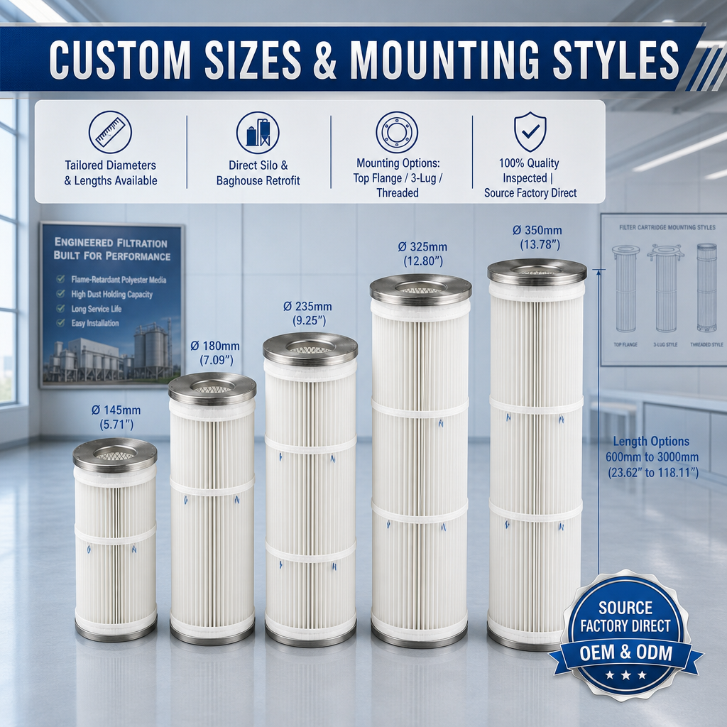 GUANLIN flame retardant polyester filter cartridge, self-extinguishing pleated element for welding and metal dust.