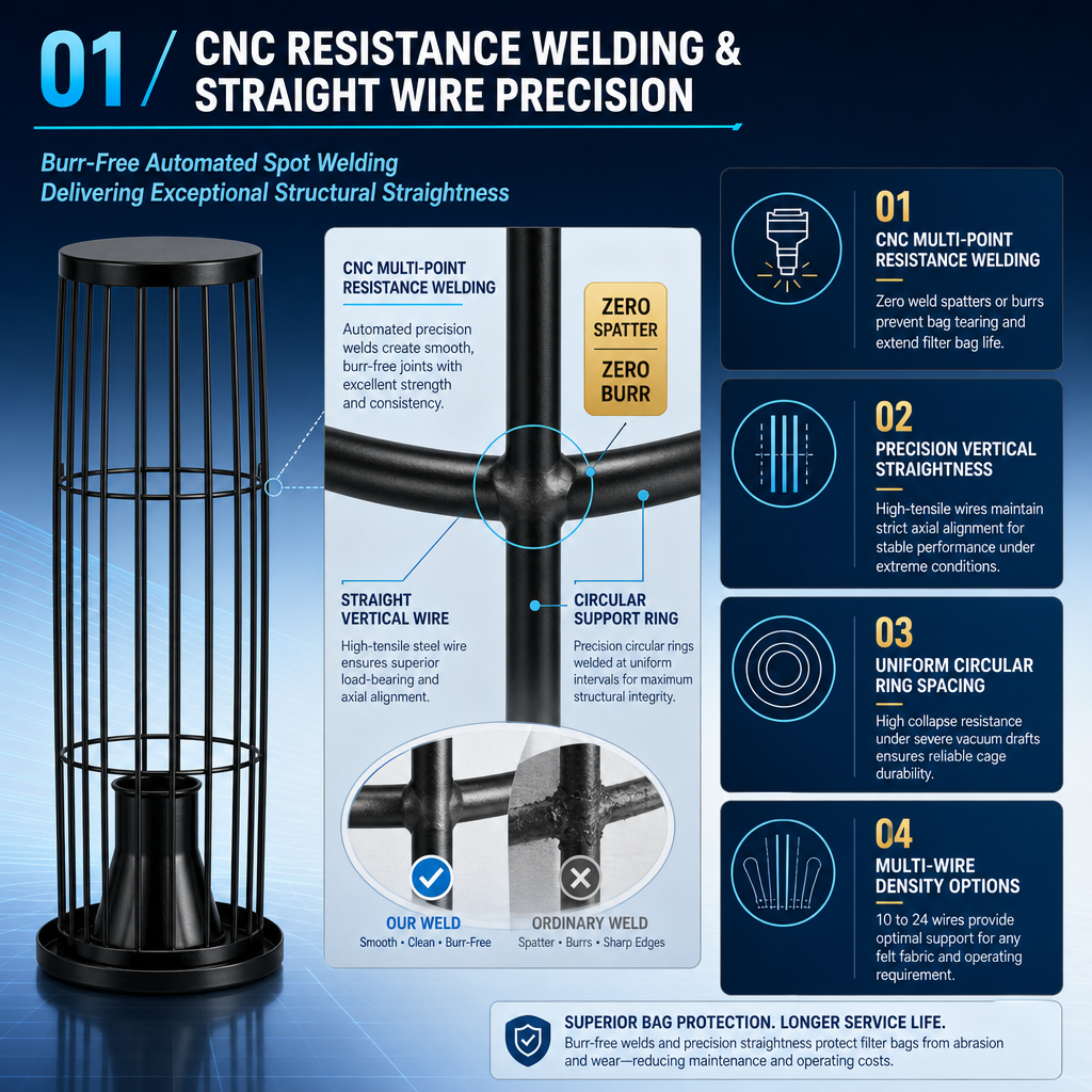 Stainless steel filter cage structure