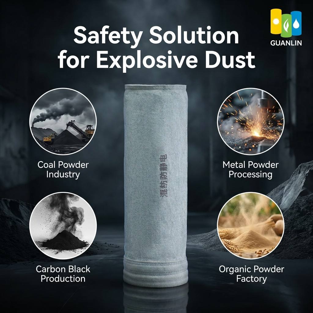 Explosion Grade Blended Antistatic Filter Bag Eliminate Static Spark Risk Flour Metallurgy Dust Filter Bag
