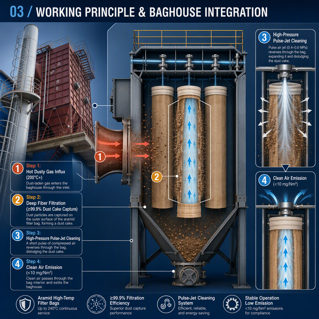 Aramid filter bag application industries and working conditions