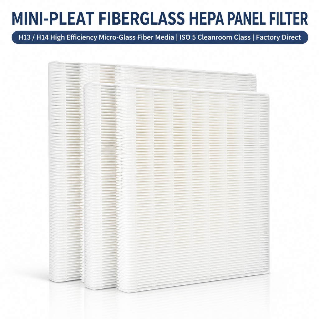 GUANLIN frameless pleated air filter, low resistance panel element for compact HVAC and equipment intake filtration.