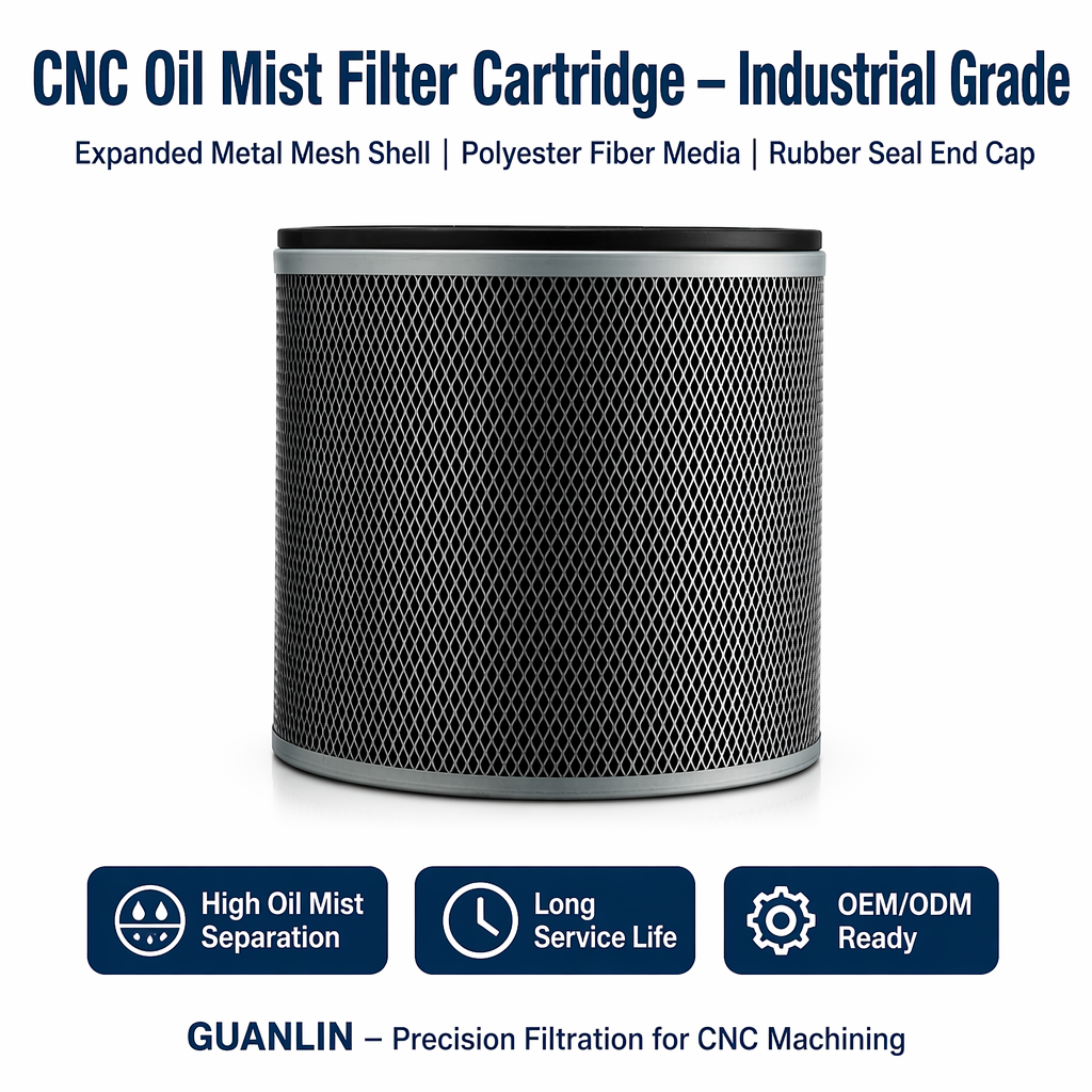 High Efficiency Oil Mist Removal Filter Cartridge Low Resistance CNC Lathe Milling Machine Oil Smoke Filter Element