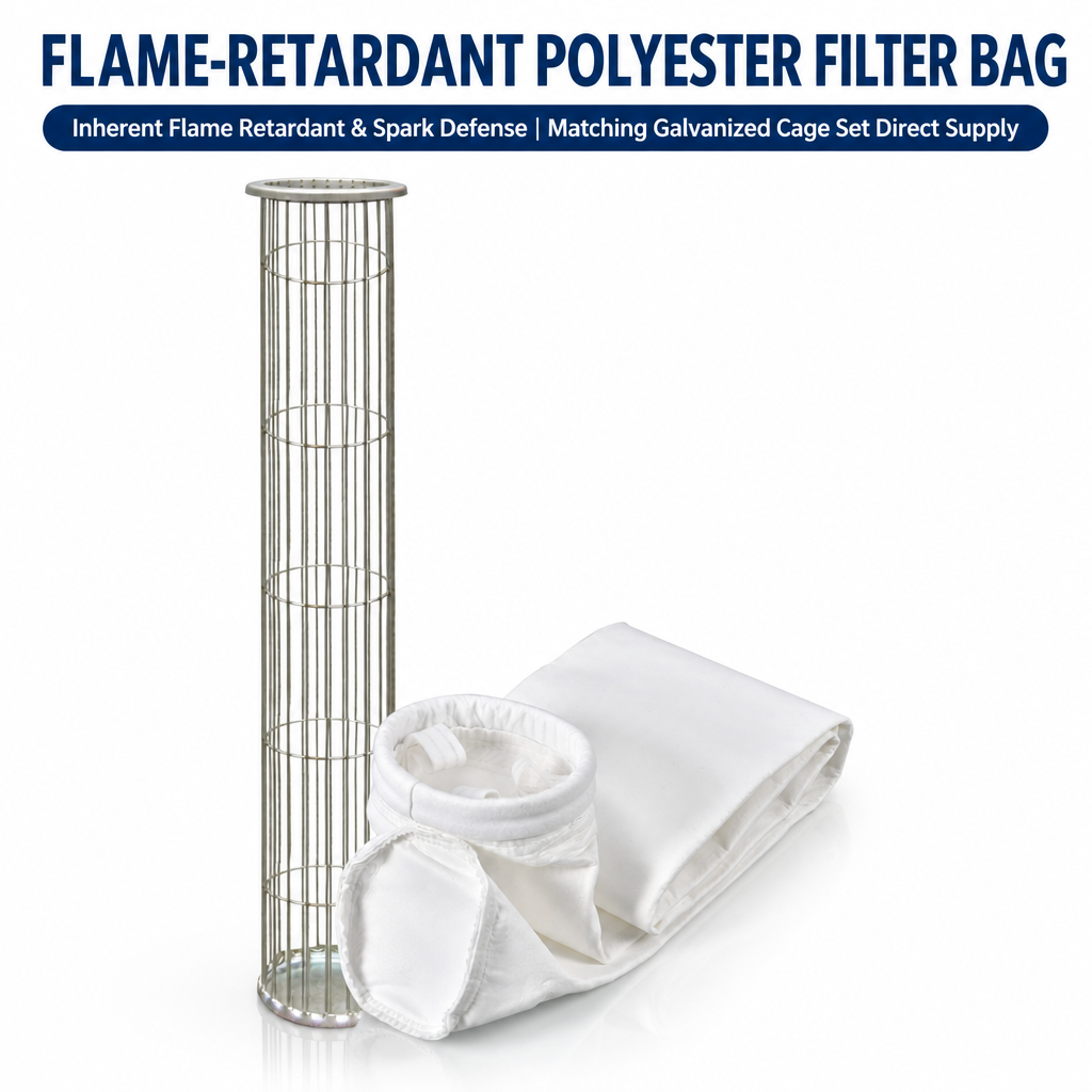 GUANLIN flame retardant polyester filter bags, 130°C temperature resistance, for woodworking, coal and metal powder spark-prone dust collection.