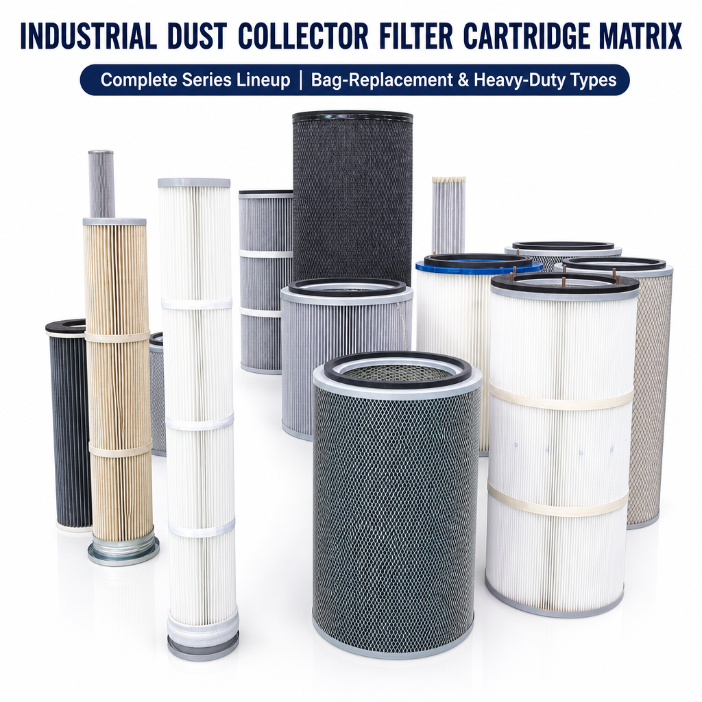 GUANLIN dust collector cartridge set, two stage coarse pre-filter and fine secondary element combination kit.