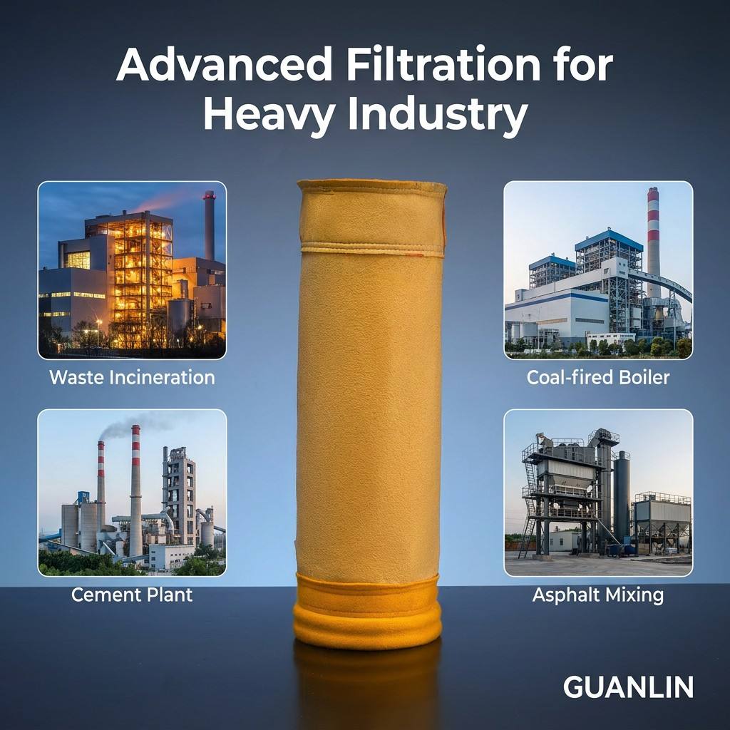 Zero Hydrolysis P84 Filter Bag Long Service Life No Powdering High Moisture Flue Gas Dust Collector Bag