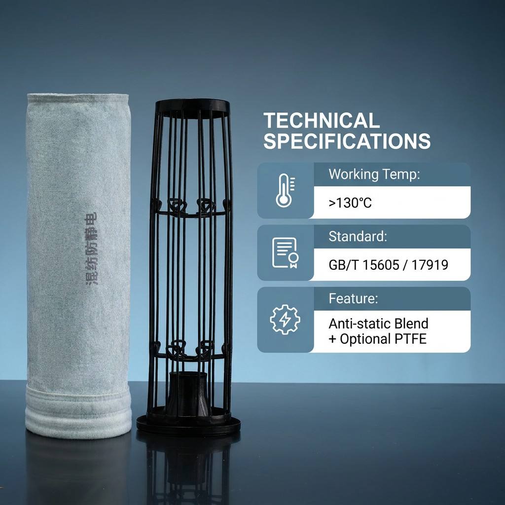 Blended Antistatic Needle Felt Filter Bag Explosion-proof For Powder Coating Grain Chemical Dust Collector
